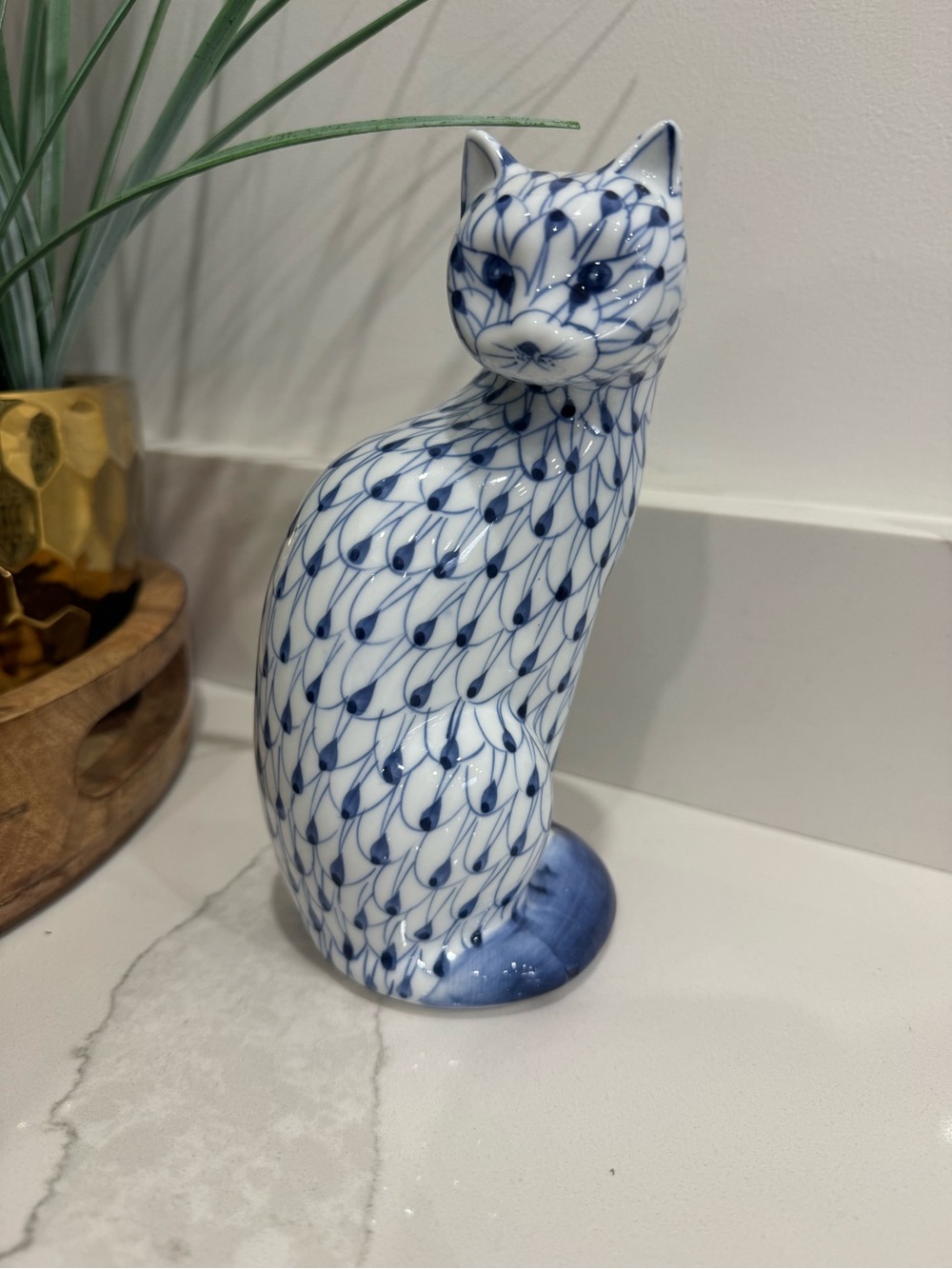Andrea By Sadek Blue and White Handpainted Porcelain Figurine Base